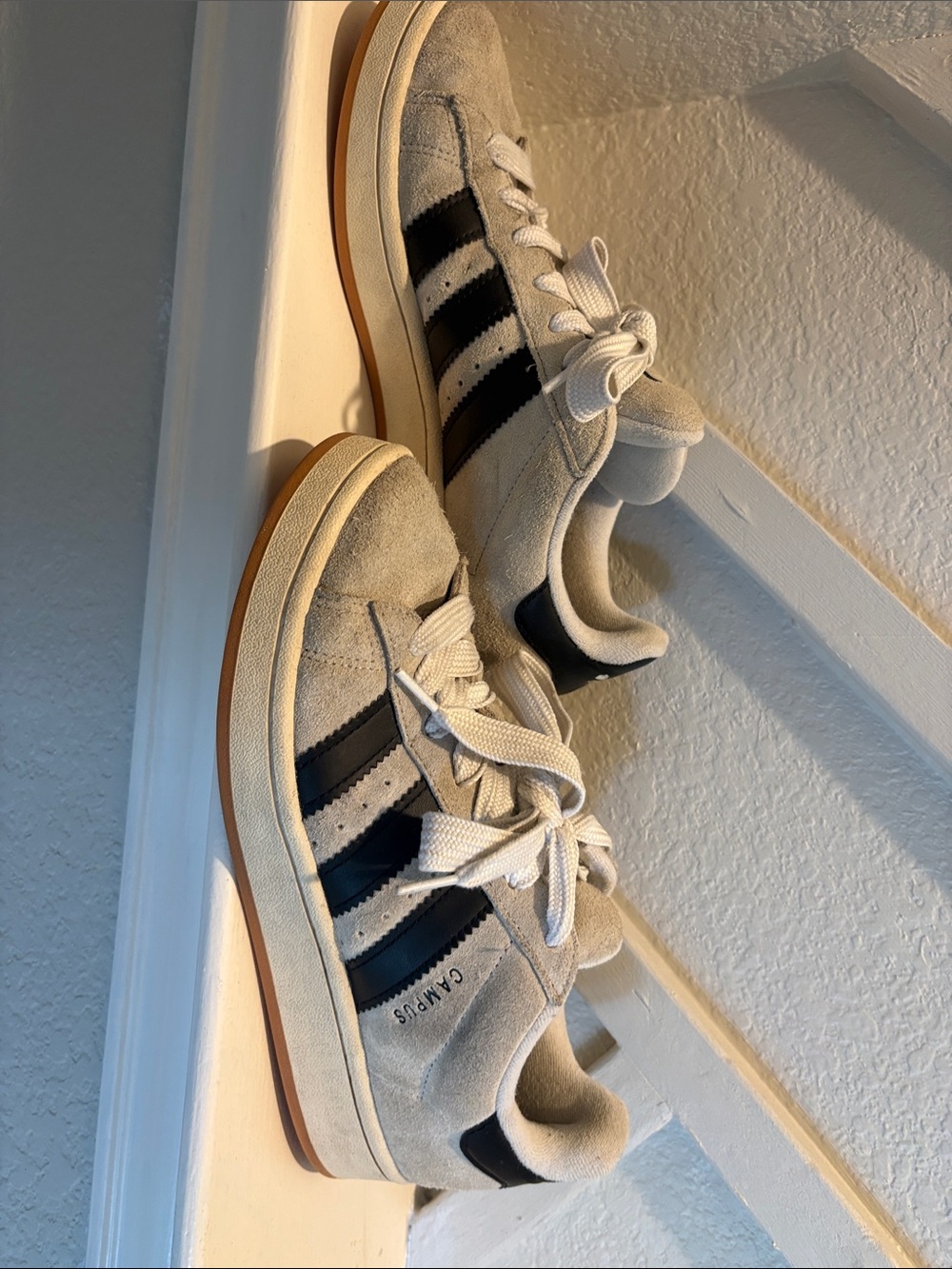 Woman’s adidas Suede Casual Sneakers in Beige and Black 9.5 women’s